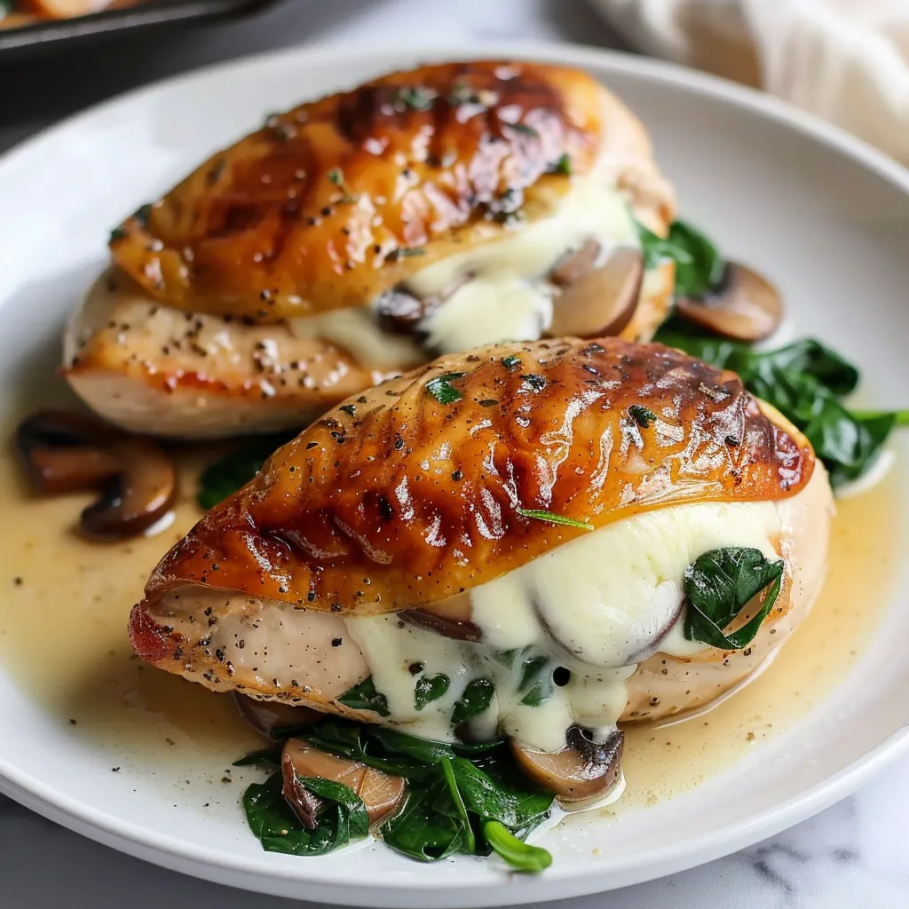 Chicken breast stuffed with mushrooms and spinach