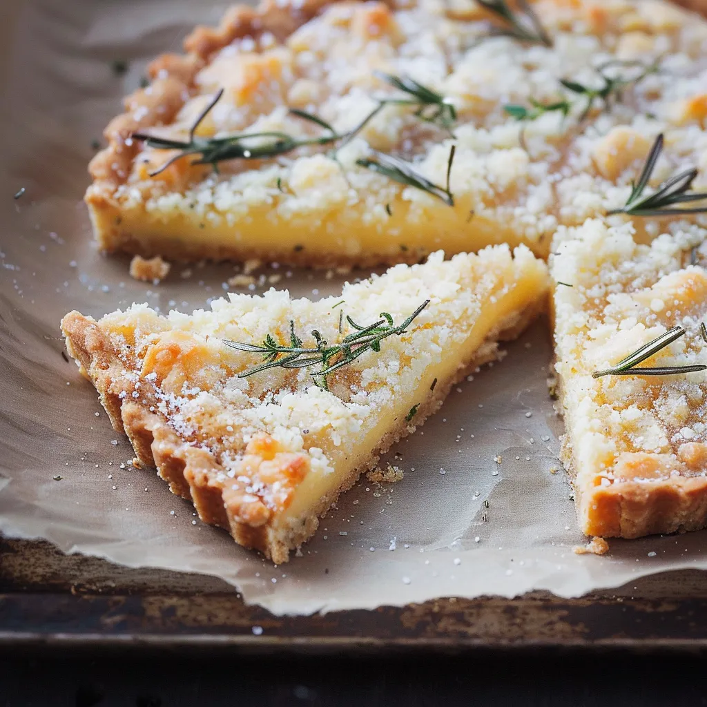 Crumbly mandarin tart with fresh rosemary