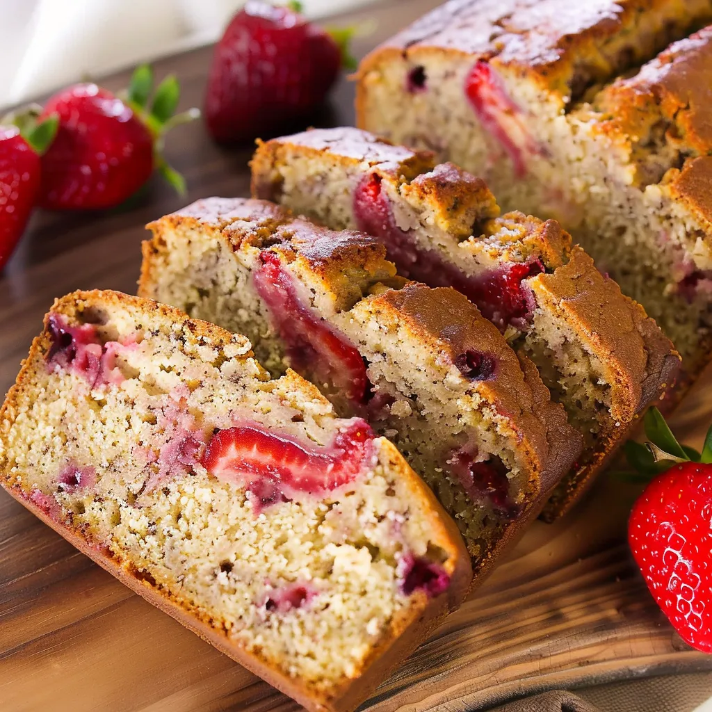 Soft strawberry banana bread