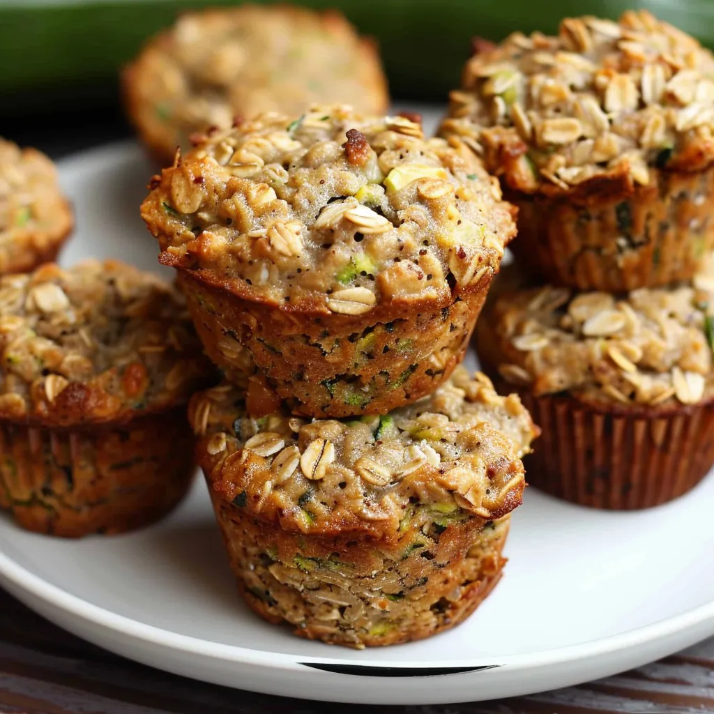 Hearty oat banana zucchini muffins fresh from the oven