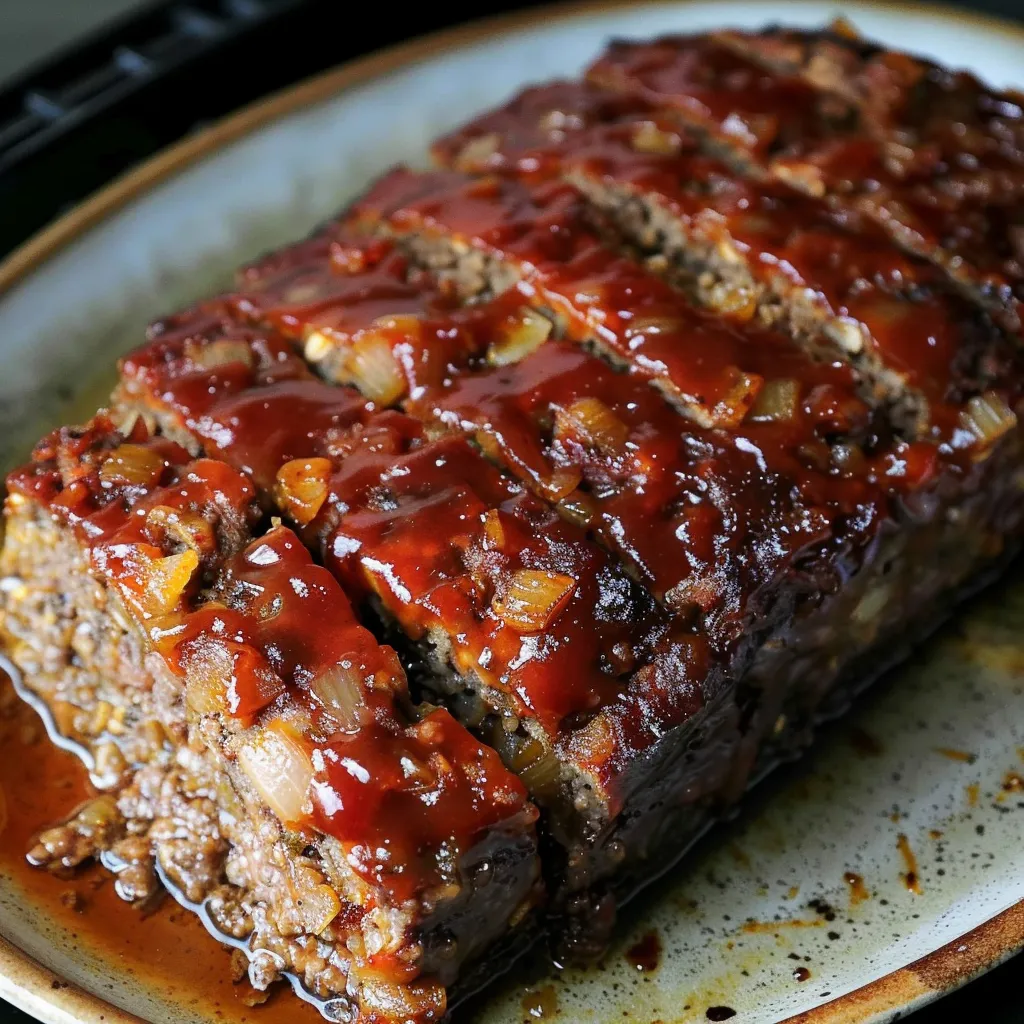 Juicy, tasty meatloaf on a plate