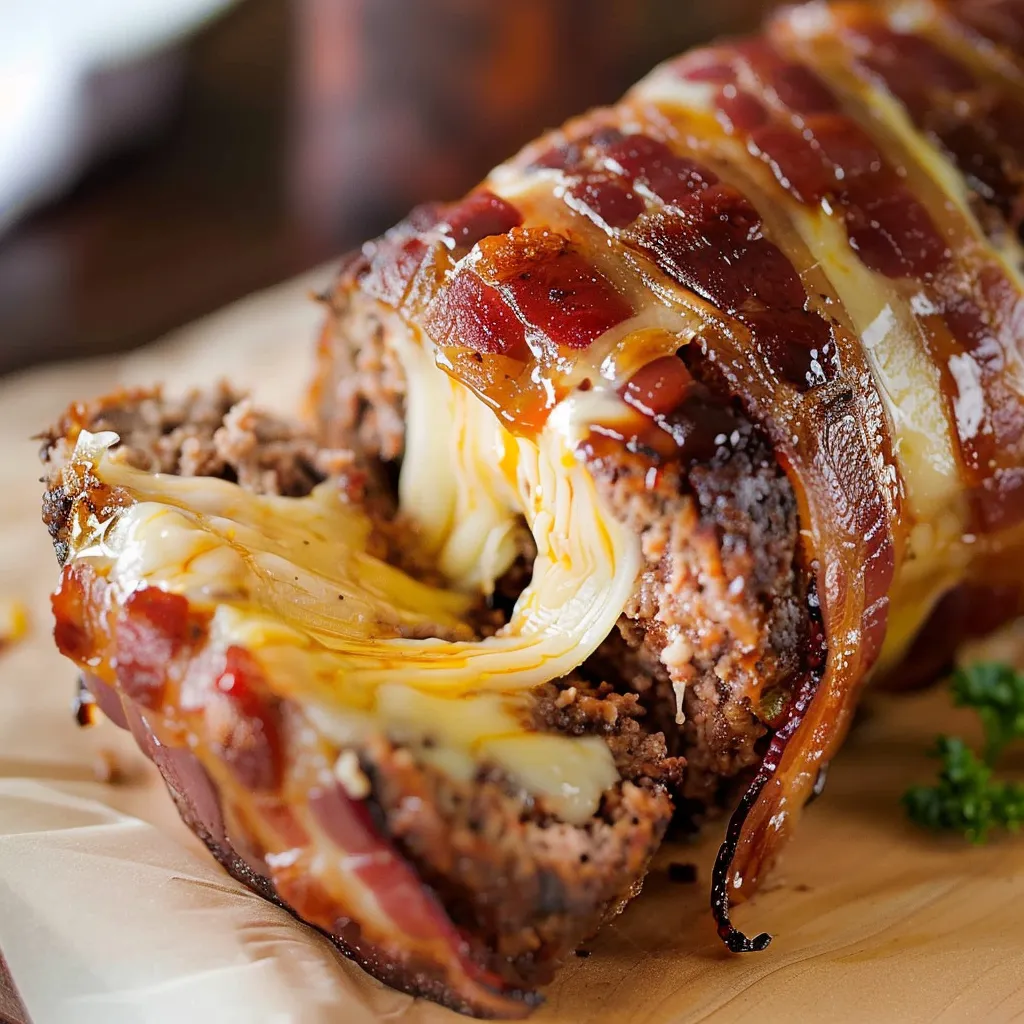 Cheesy meatloaf with bacon