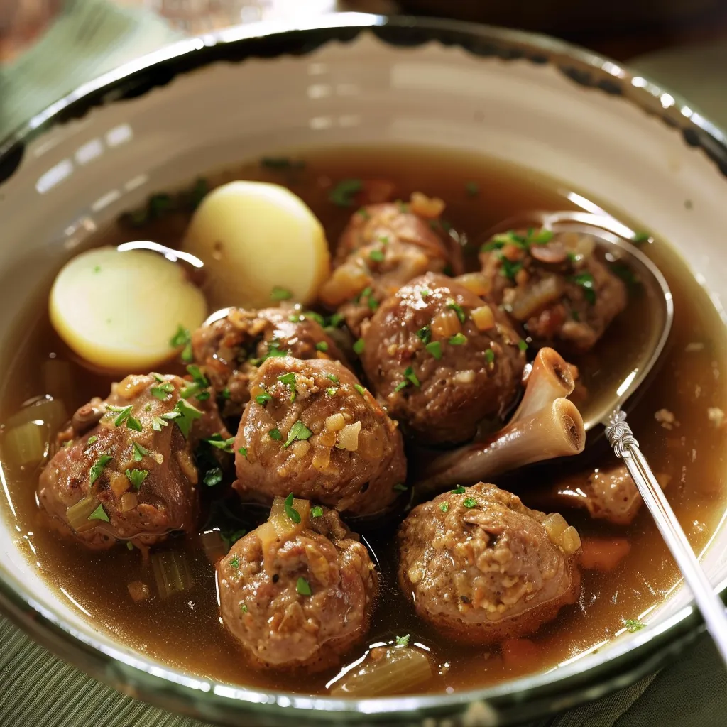 Tender and tasty pork hock meatball stew