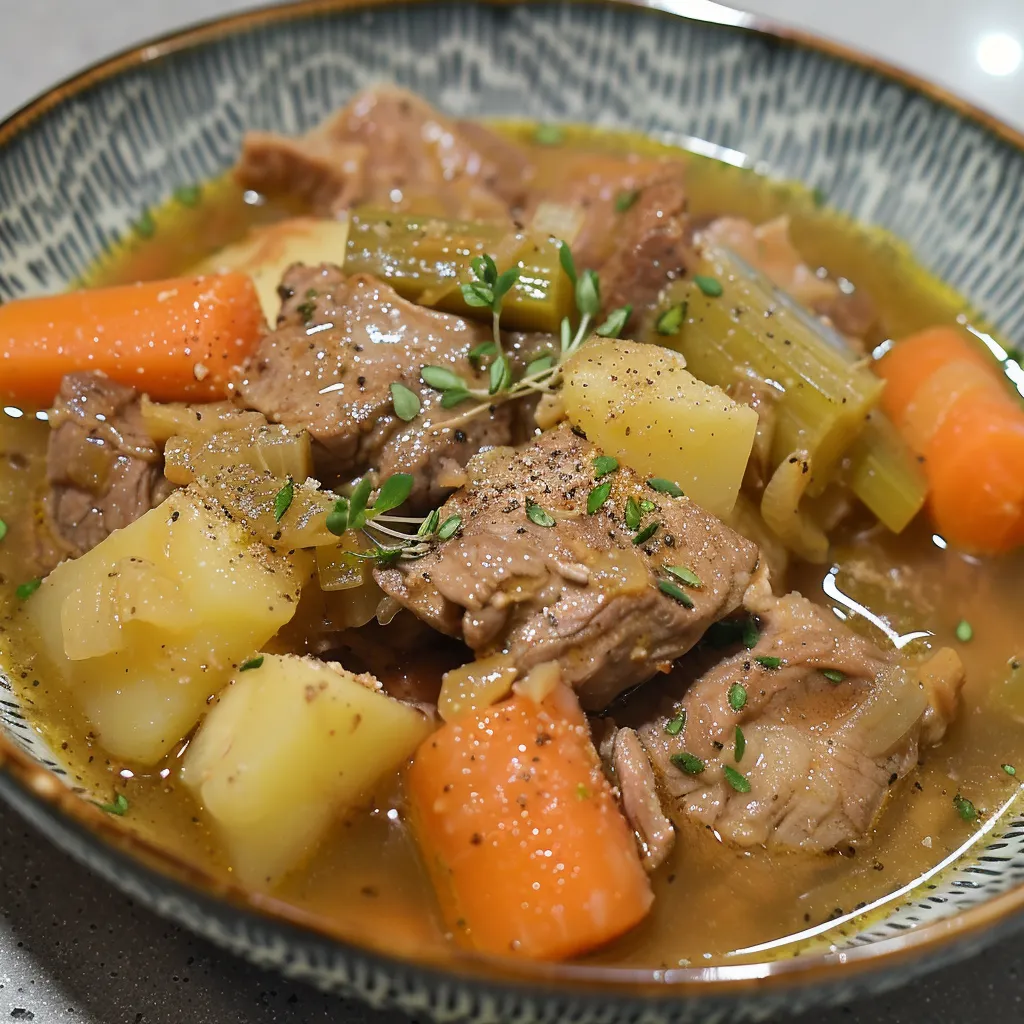 Making a tasty pot of beef and veggies