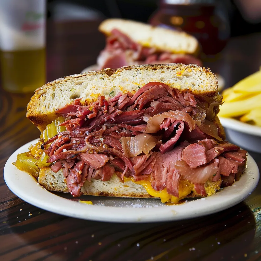 Tasty smoked meat sandwich