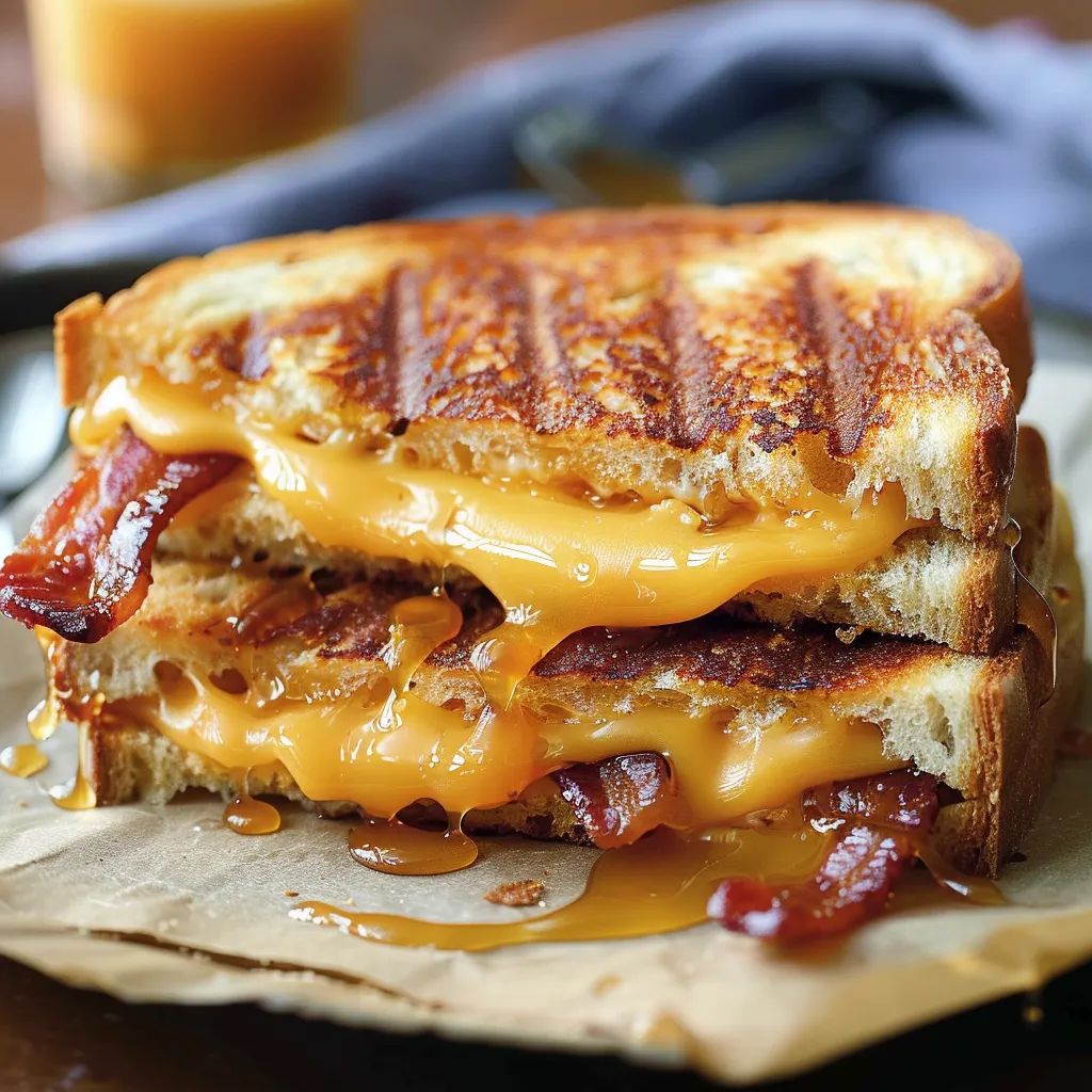 Grilled cheese with bacon and maple syrup
