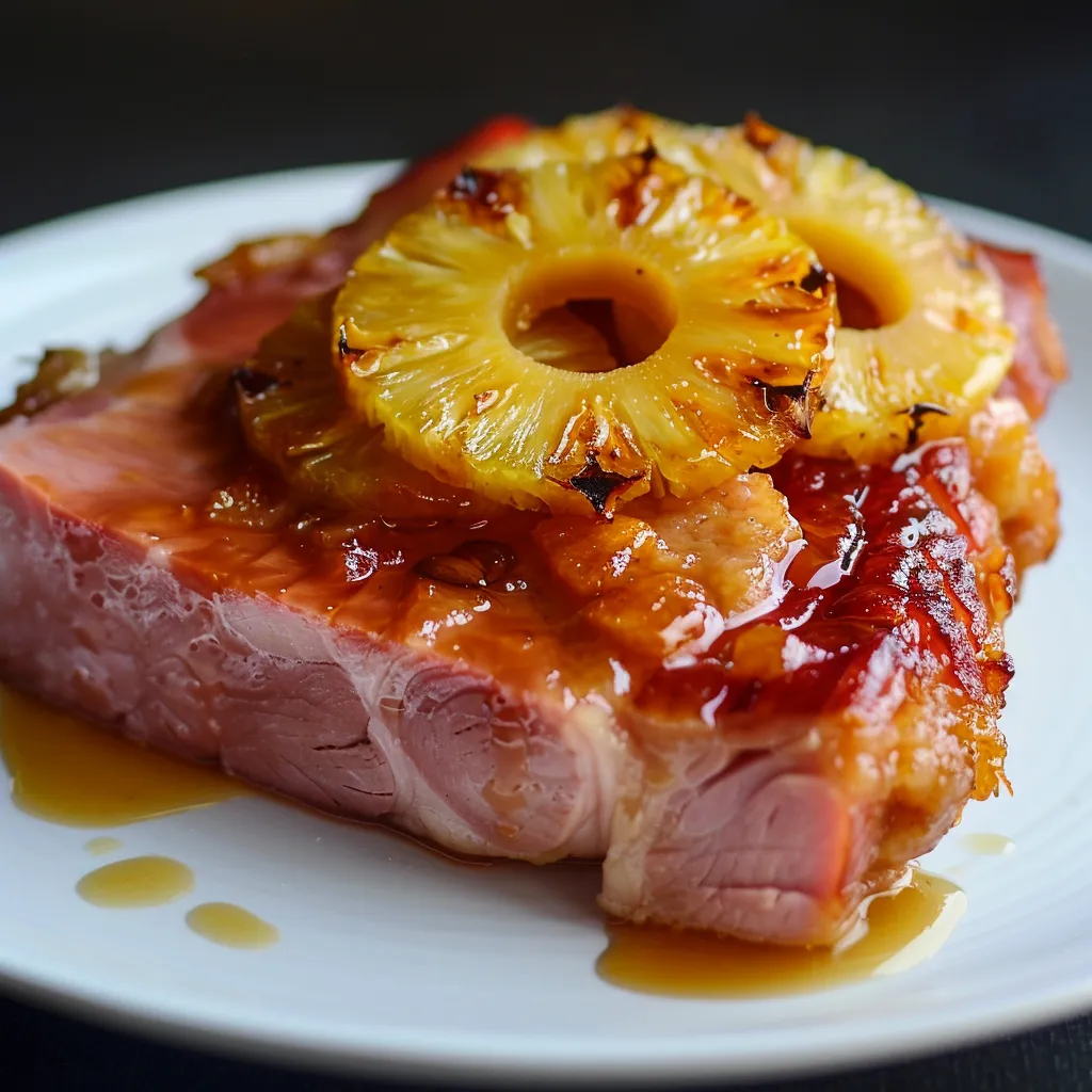 Pineapple ham with syrup in casserole