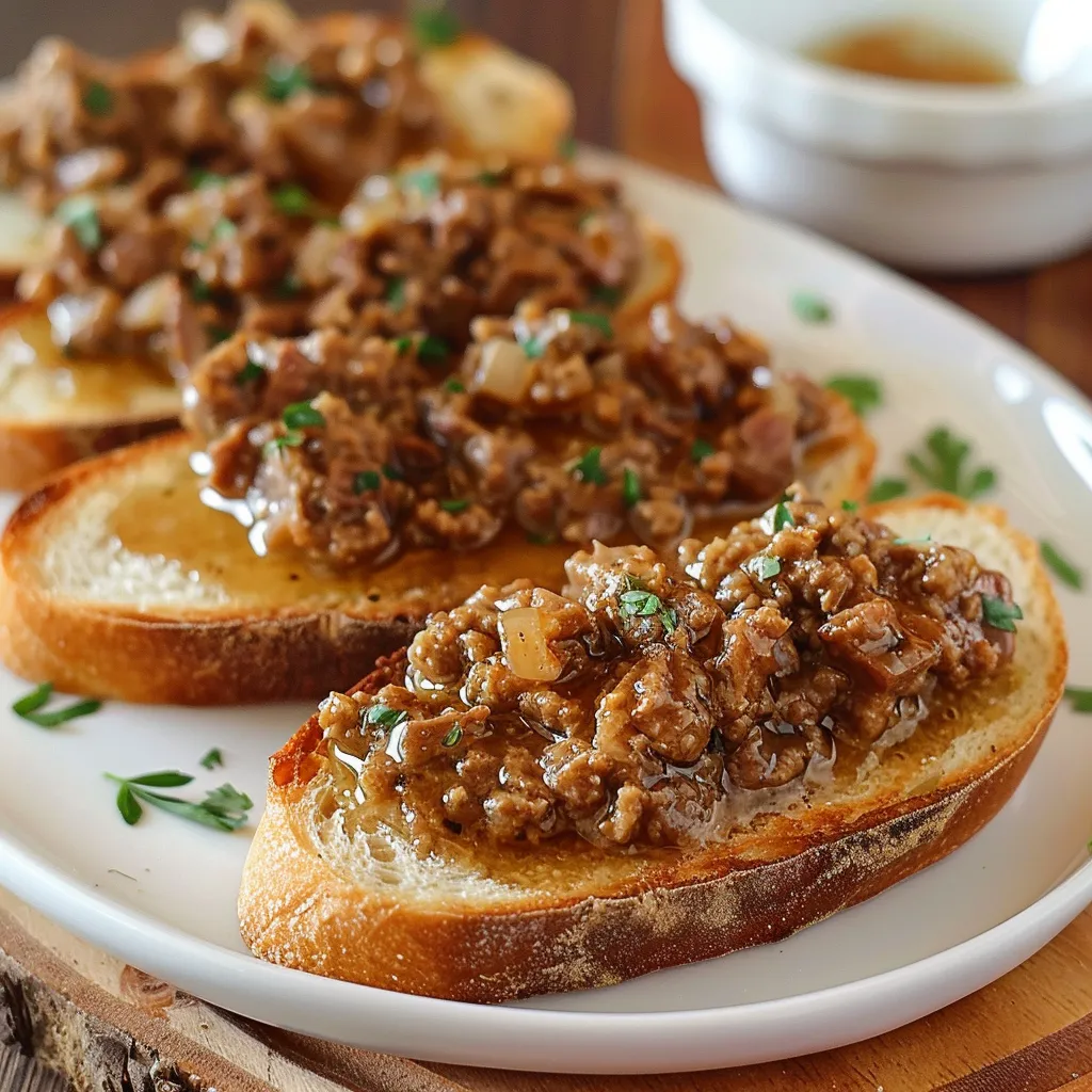 Toasty bread topped with rich pork creton spread and milk