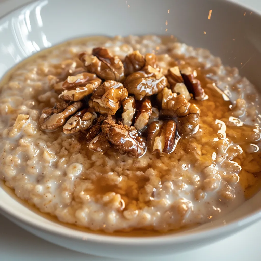 Tasty maple-walnut oatmeal for the coziest breakfast