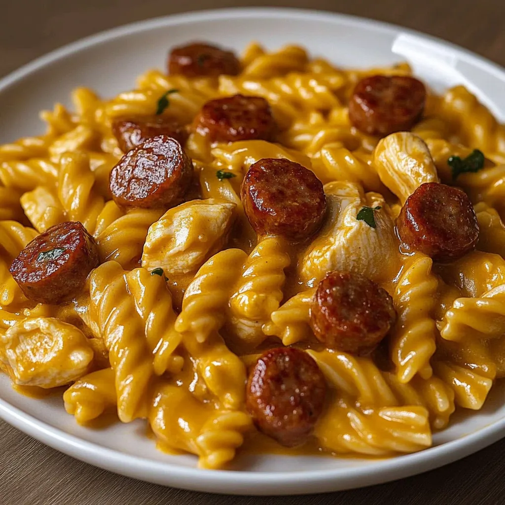 Cheese-Covered Chicken & Sausage Pasta in One Pot
