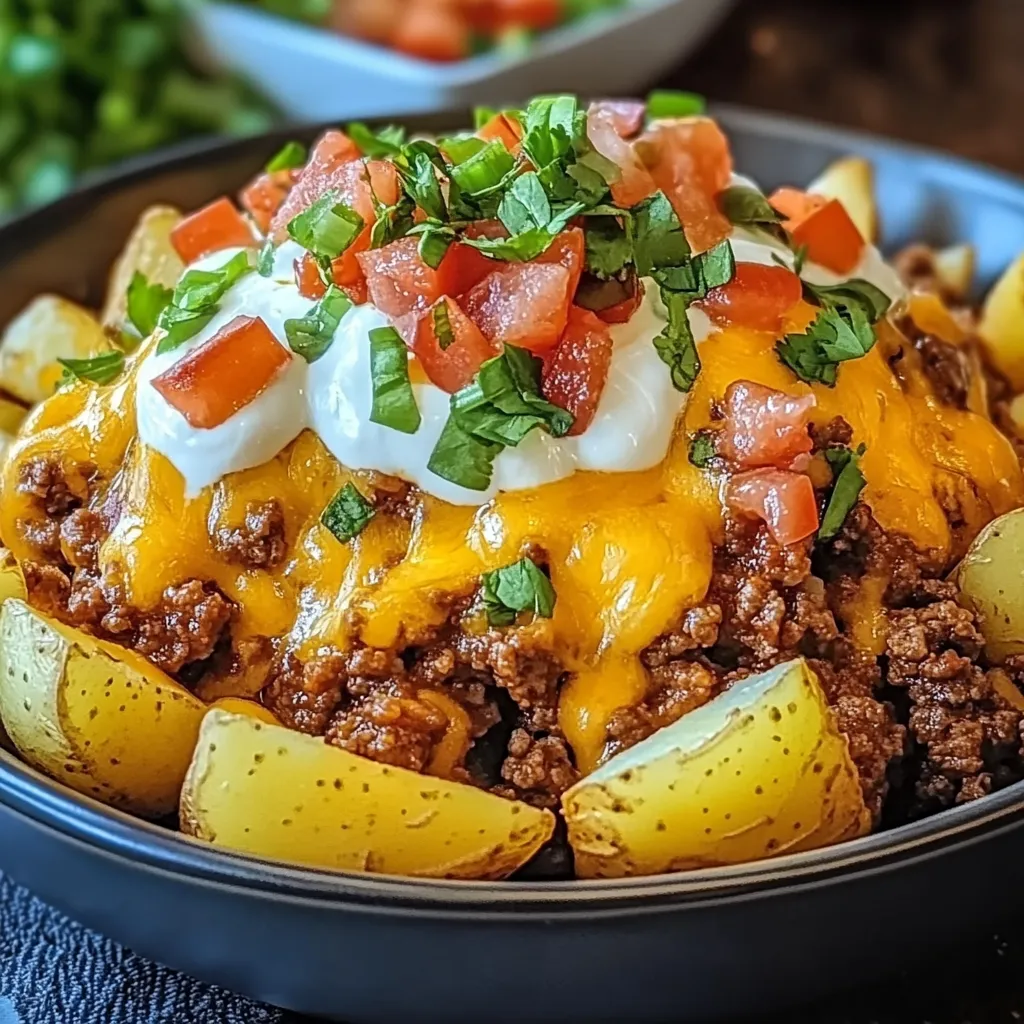 A bowl of food with creamy sauce on top.