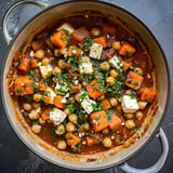 Chickpea stew with carrots and herby marinated cheese (Ottolenghi)