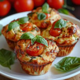 Savory Muffins Tomato Basil Mozzarella