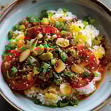 Tamari tomatoes and crispy rice