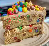 Soft Peanut Butter Cake with M&M's and Frosting