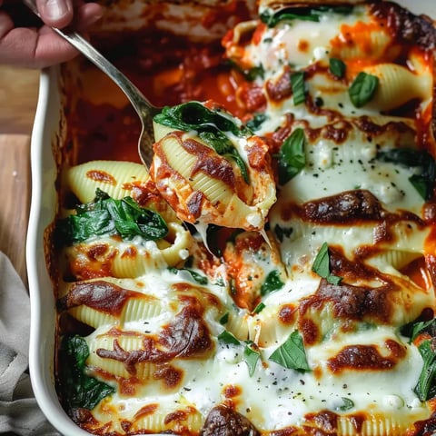 Stuffed pasta shells with spinach and ricotta