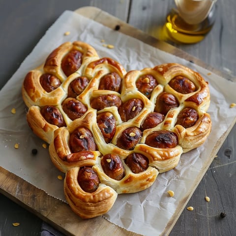 Heart-shaped sausage puff for Valentine's Day