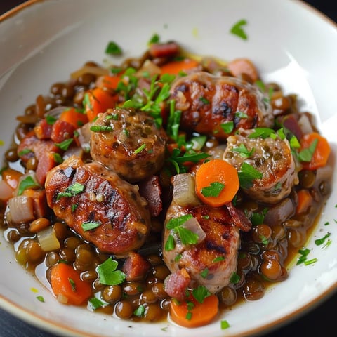 Classic lentils with sausage