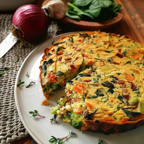 Baked chickpea flour quiche recipe with vegetables